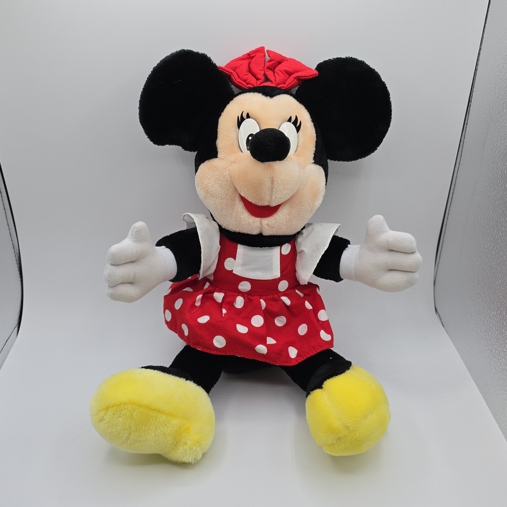 Disney Minnie Mouse Plush Doll Red Dress Bow Yellow Shoes 16" Stuffed Animal Toy